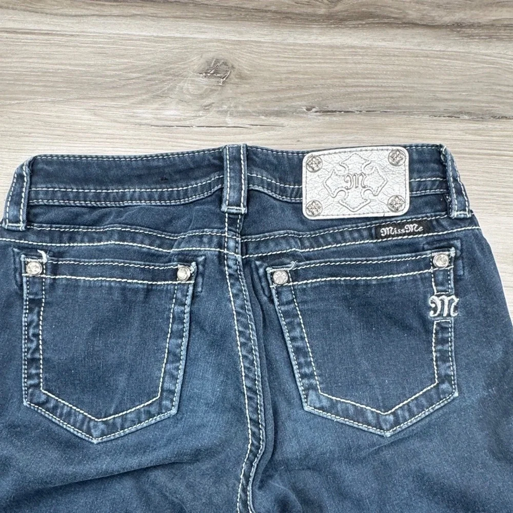 Miss Me Womens Mid Rise Skinny Jeans Dark Wash Contrast Stitch ME8060S2R Size 28
